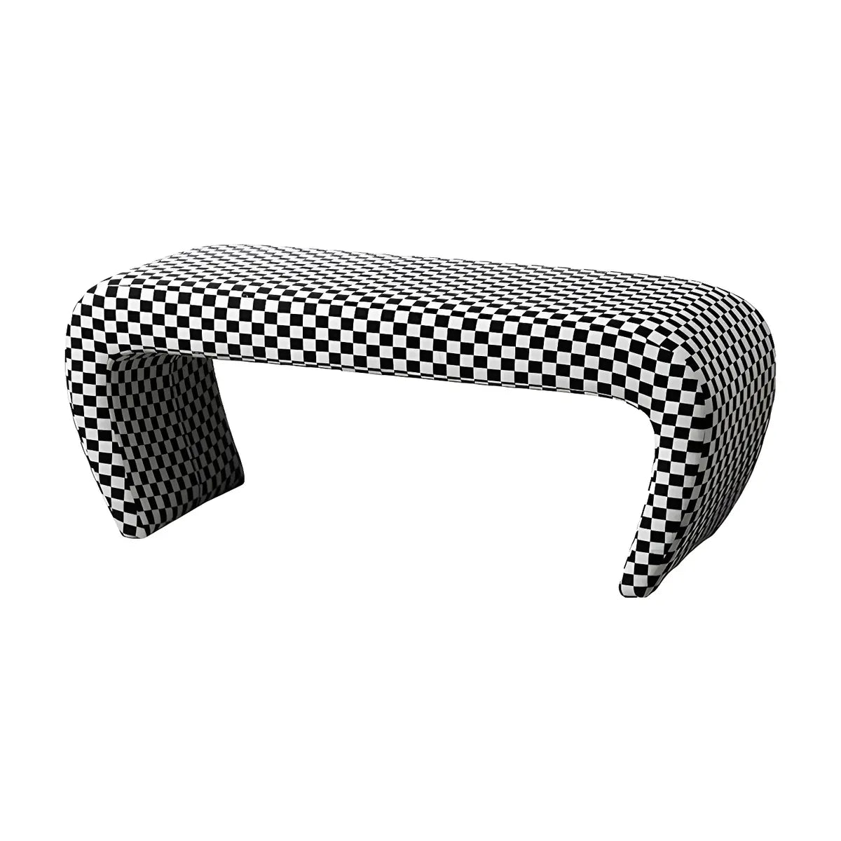 Houndstooth Pattern Upholstered Short Entryway Bench