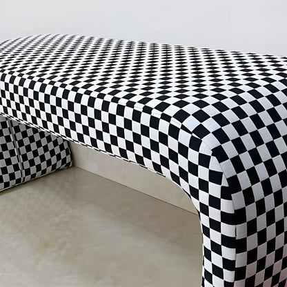 Houndstooth Pattern Upholstered Short Entryway Bench