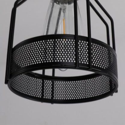 Industrial 4-Light Black Cage Island Pendant Light