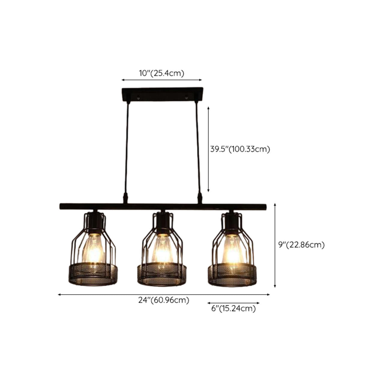 Industrial 4-Light Black Cage Island Pendant Light