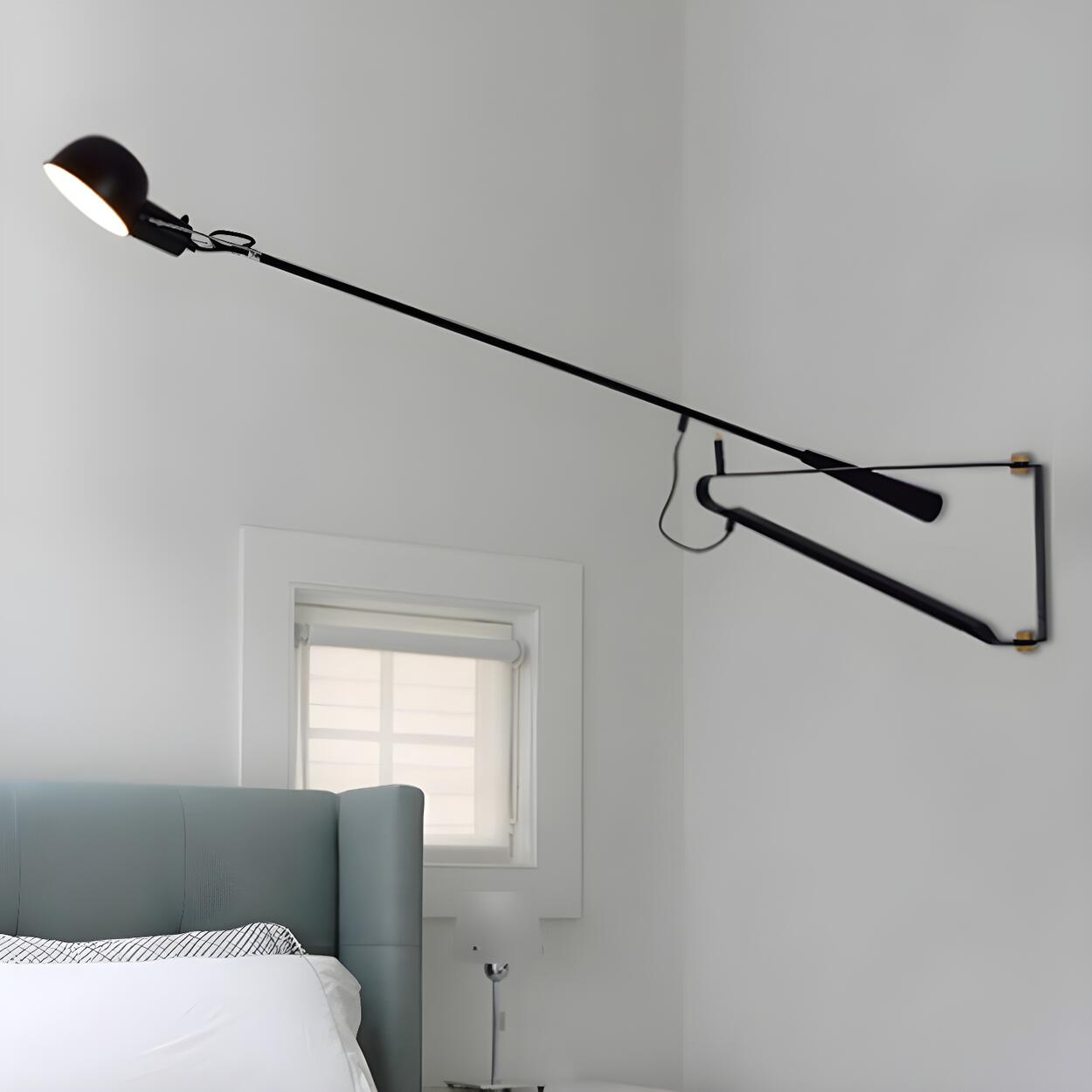 Industrial Adjustable Black Dome Swing Arm Wall Sconce