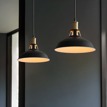 Industrial Brass Metal Round Vaulted Pendant Light