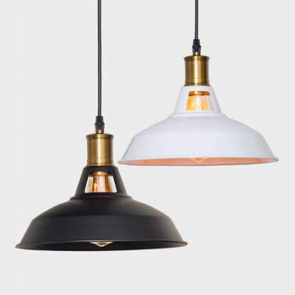 Industrial Brass Metal Round Vaulted Pendant Light