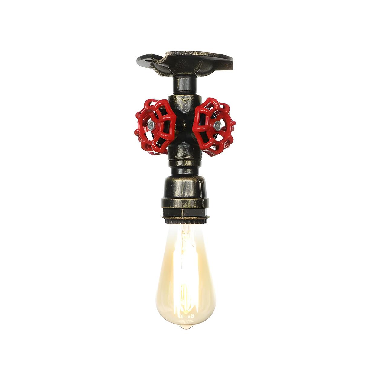 Industrial Bronze Water Pipe Semi-Flush Mount Light