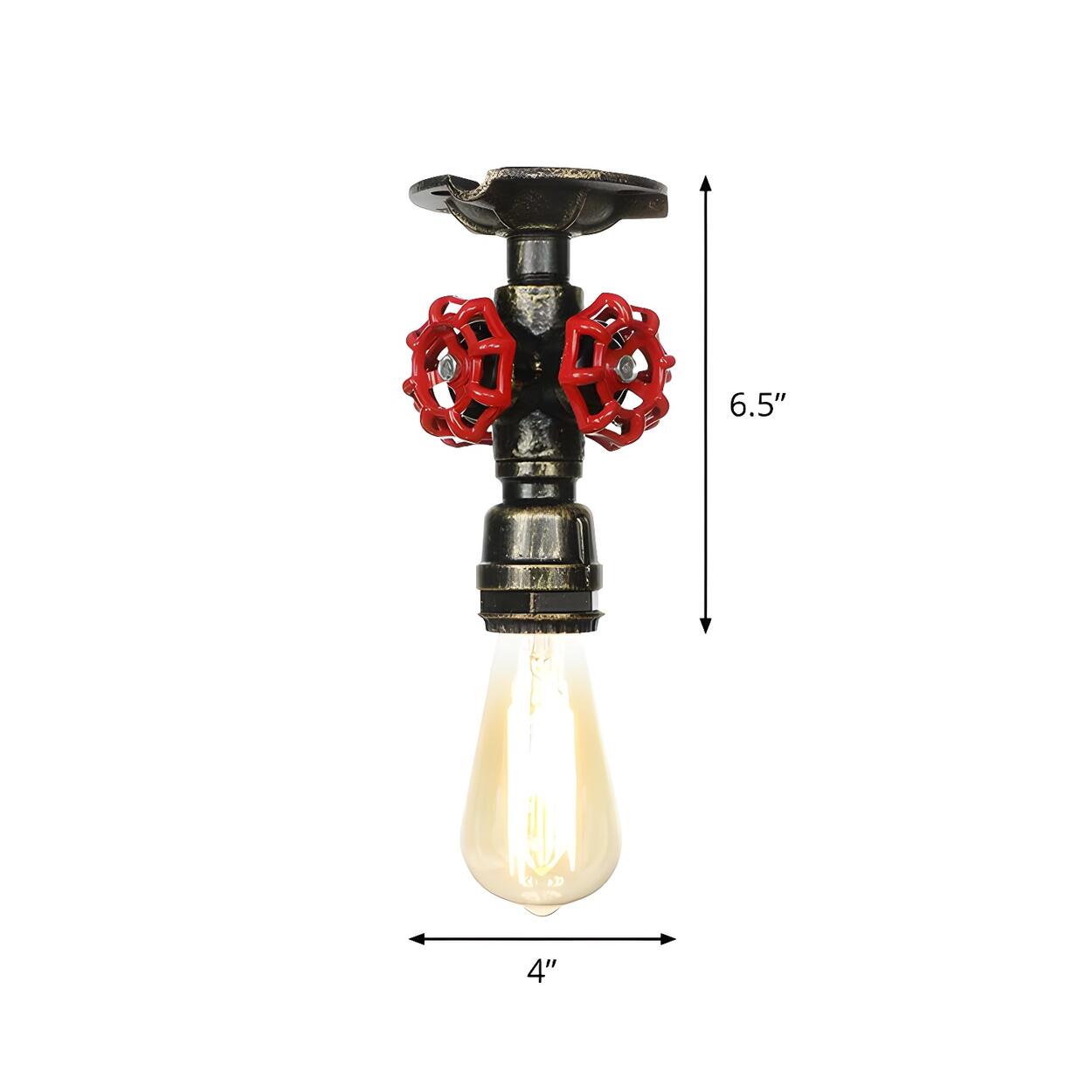 Industrial Bronze Water Pipe Semi-Flush Mount Light