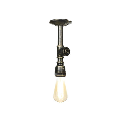 Industrial Bronze Water Pipe Semi-Flush Mount Light