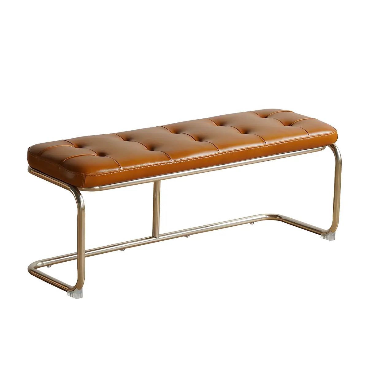 Industrial Brown Faux Leather Cushioned Entryway Bench