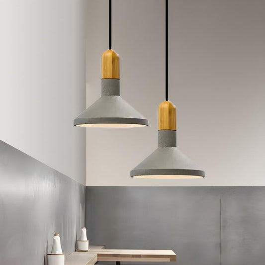 Industrial Concrete Wood Dining Table  Pendant Light