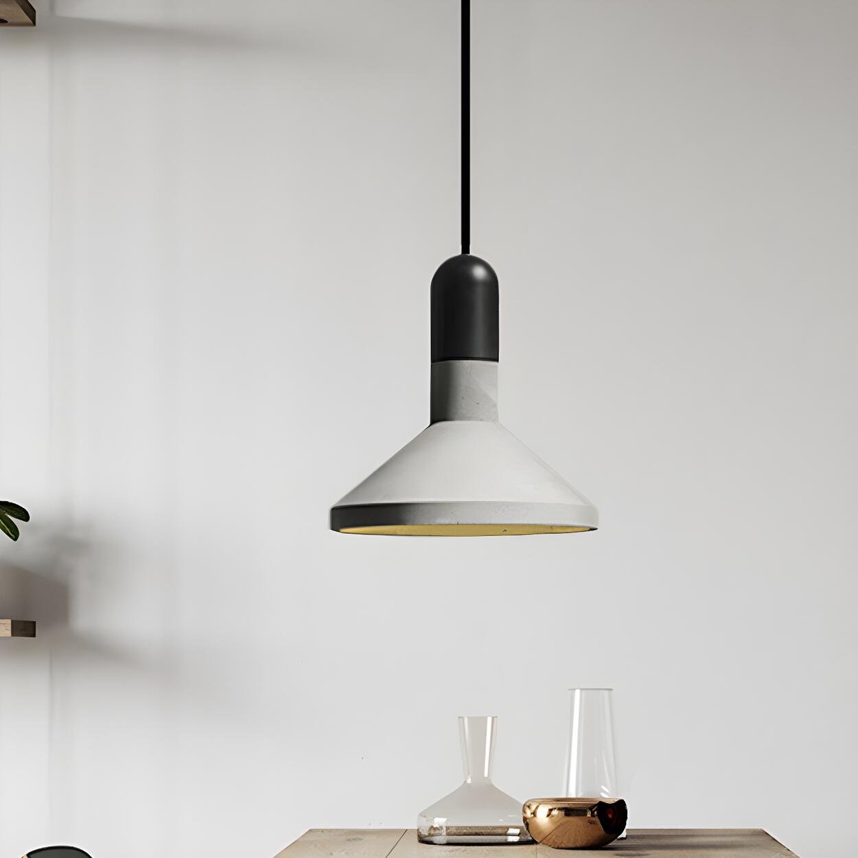 Industrial Concrete Wood Dining Table  Pendant Light