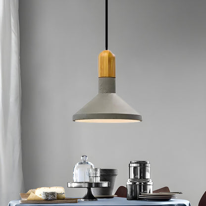 Industrial Concrete Wood Dining Table  Pendant Light