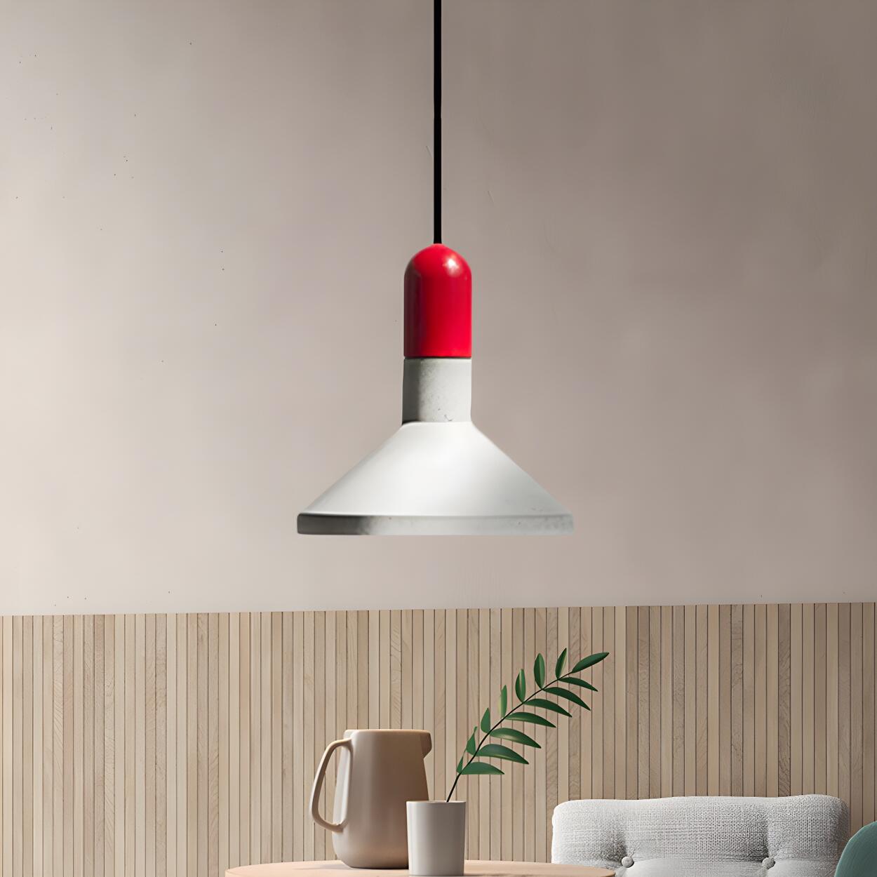 Industrial Concrete Wood Dining Table  Pendant Light