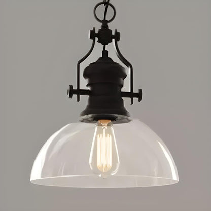 Industrial Farmhouse Dome Clear Glass Pendant Light