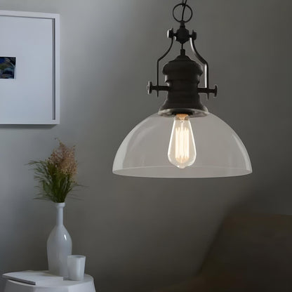 Industrial Farmhouse Dome Clear Glass Pendant Light