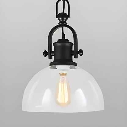 Industrial Farmhouse Dome Clear Glass Pendant Light