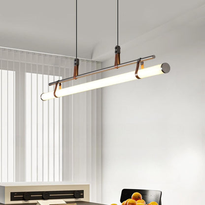 Industrial Linear Leather Straps Island Pendant Light