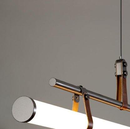 Industrial Linear Leather Straps Island Pendant Light