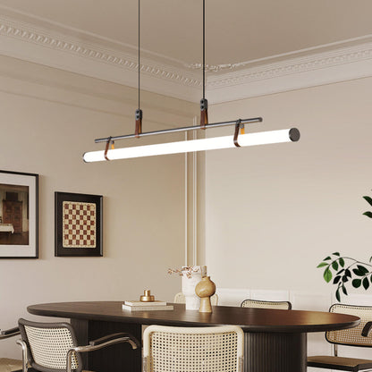 Industrial Linear Leather Straps Island Pendant Light