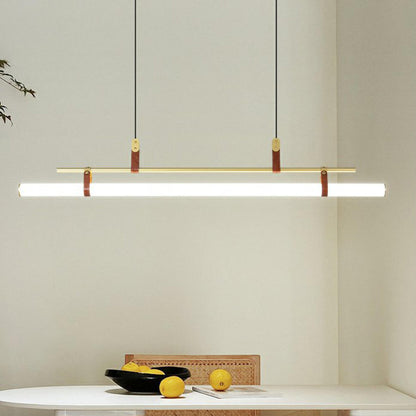 Industrial Linear Leather Straps Island Pendant Light