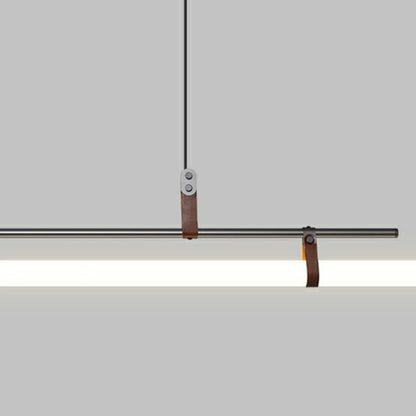 Industrial Linear Leather Straps Island Pendant Light