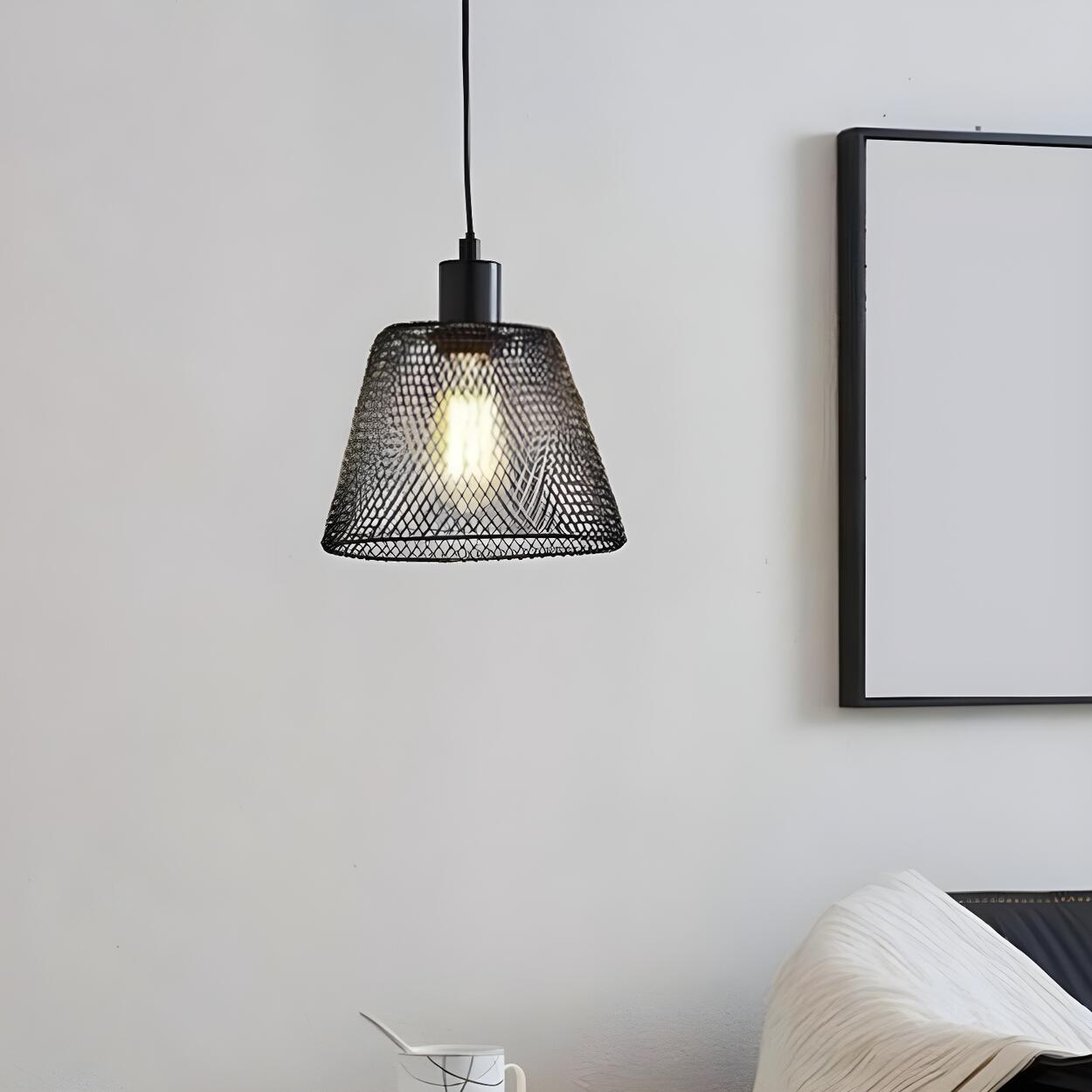 Industrial Metal Mesh Pendant Light Adjustable Height