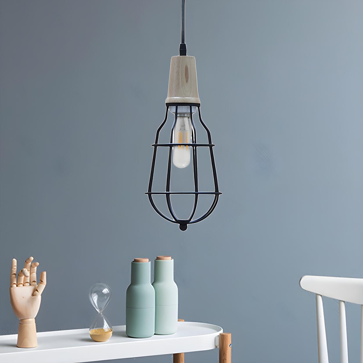 Industrial Mini Rustic Metal Cage Dining Table Pendant Light