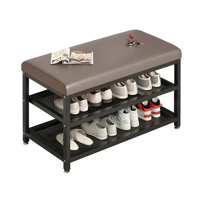 Industrial Orange Upholstered Storage Entryway Bench