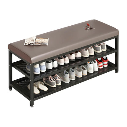 Industrial Orange Upholstered Storage Entryway Bench