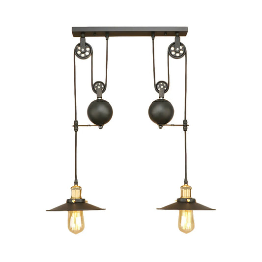 Industrial Pulley Dual Edison Bulbs Pendant Light