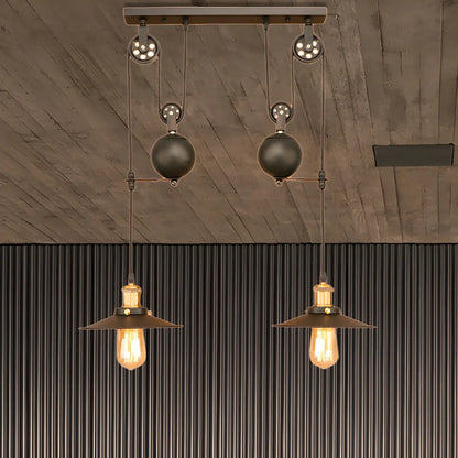 Industrial Pulley Dual Edison Bulbs Pendant Light