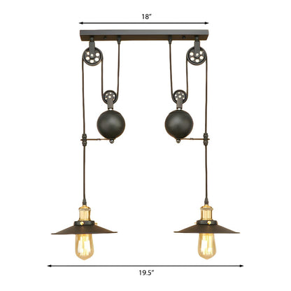 Industrial Pulley Dual Edison Bulbs Pendant Light