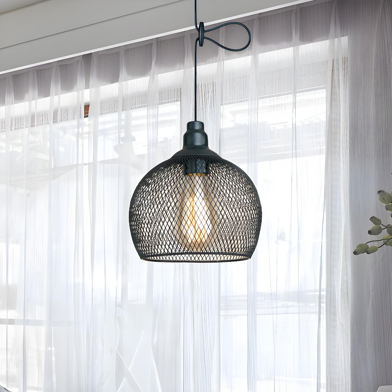 Industrial Wire Mesh Metal Dome Dining Room Pendant Light