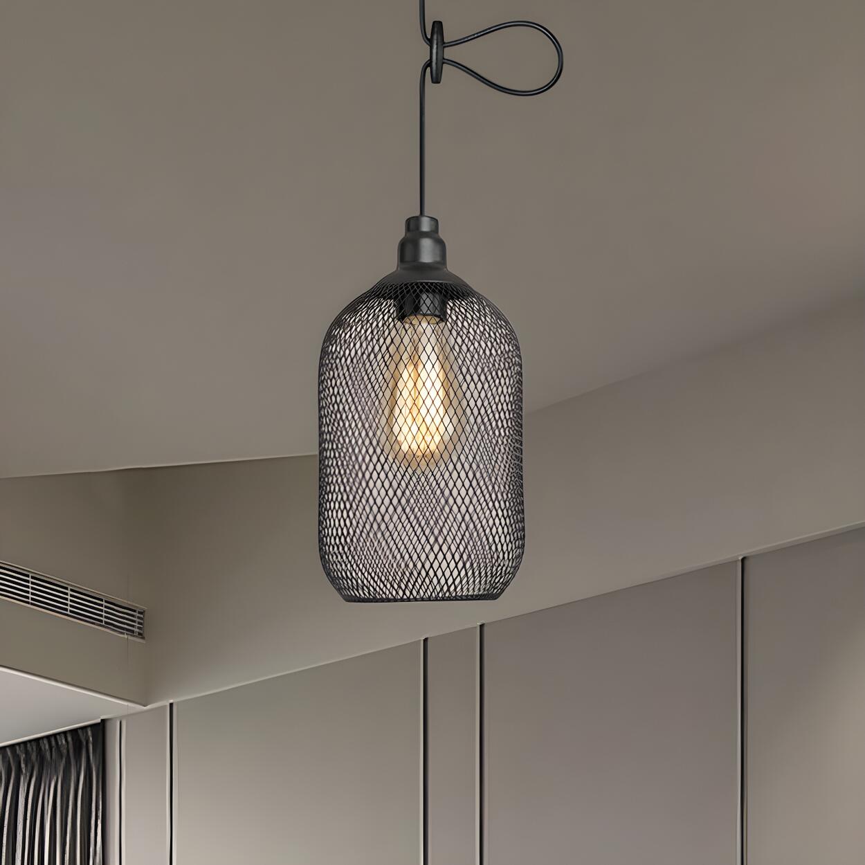 Industrial Wire Mesh Metal Dome Dining Room Pendant Light