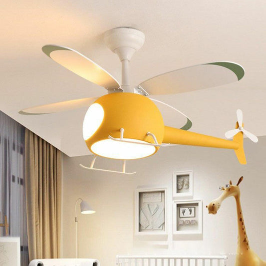 Kids Room 4 Blade Helicopter Creative Ceiling Fan Light