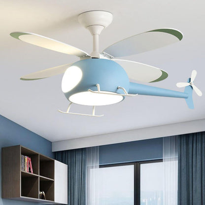 Kids Room 4 Blade Helicopter Creative Ceiling Fan Light