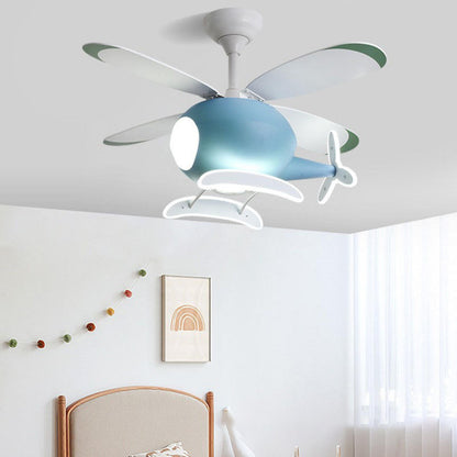 Kids Room 4 Blade Helicopter Creative Ceiling Fan Light