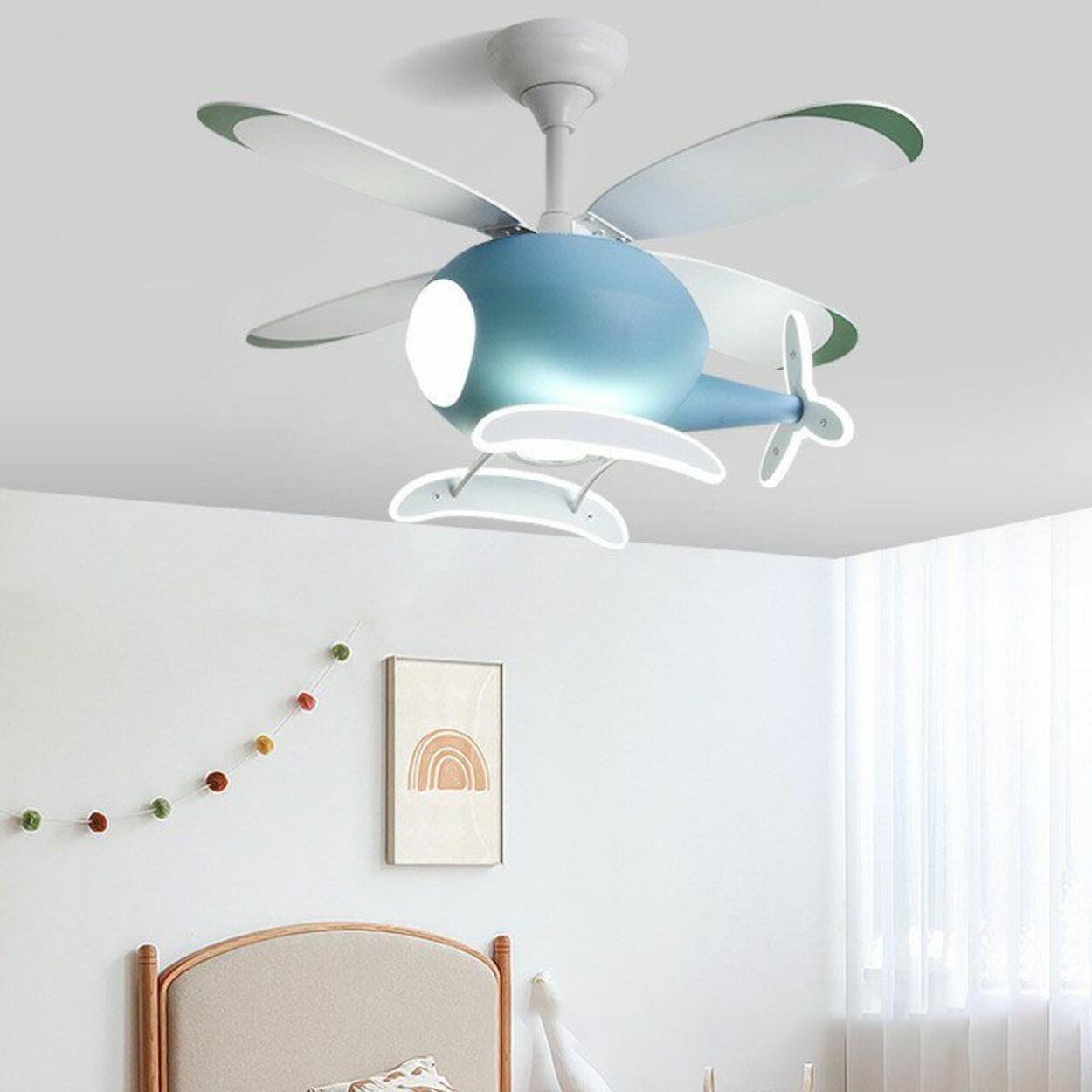 Kids Room 4 Blade Helicopter Creative Ceiling Fan Light