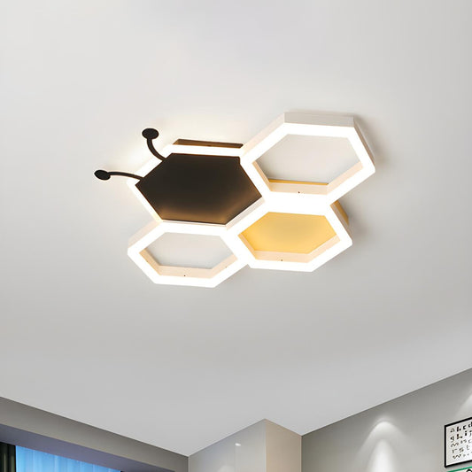 Kids Room Bee Honeycomb LED Large Flush Mount Light