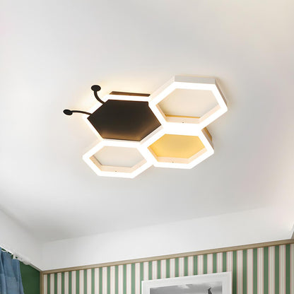 Kids Room Bee Honeycomb LED Large Flush Mount Light