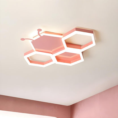 Kids Room Bee Honeycomb LED Large Flush Mount Light