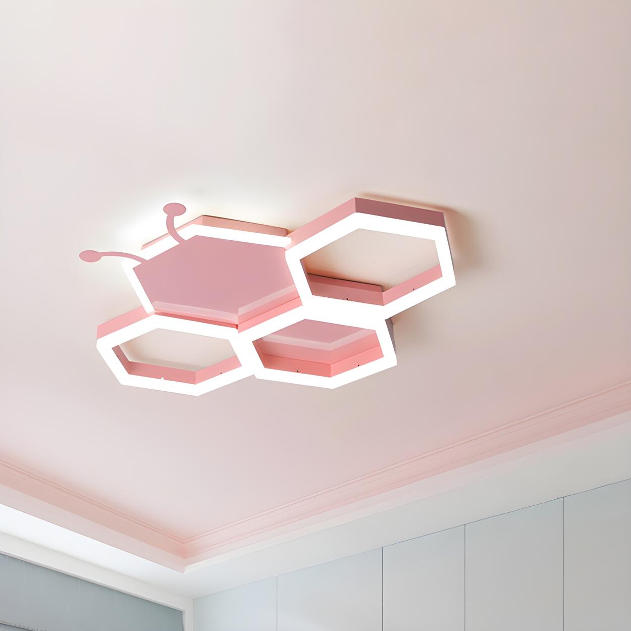 Kids Room Bee Honeycomb LED Large Flush Mount Light