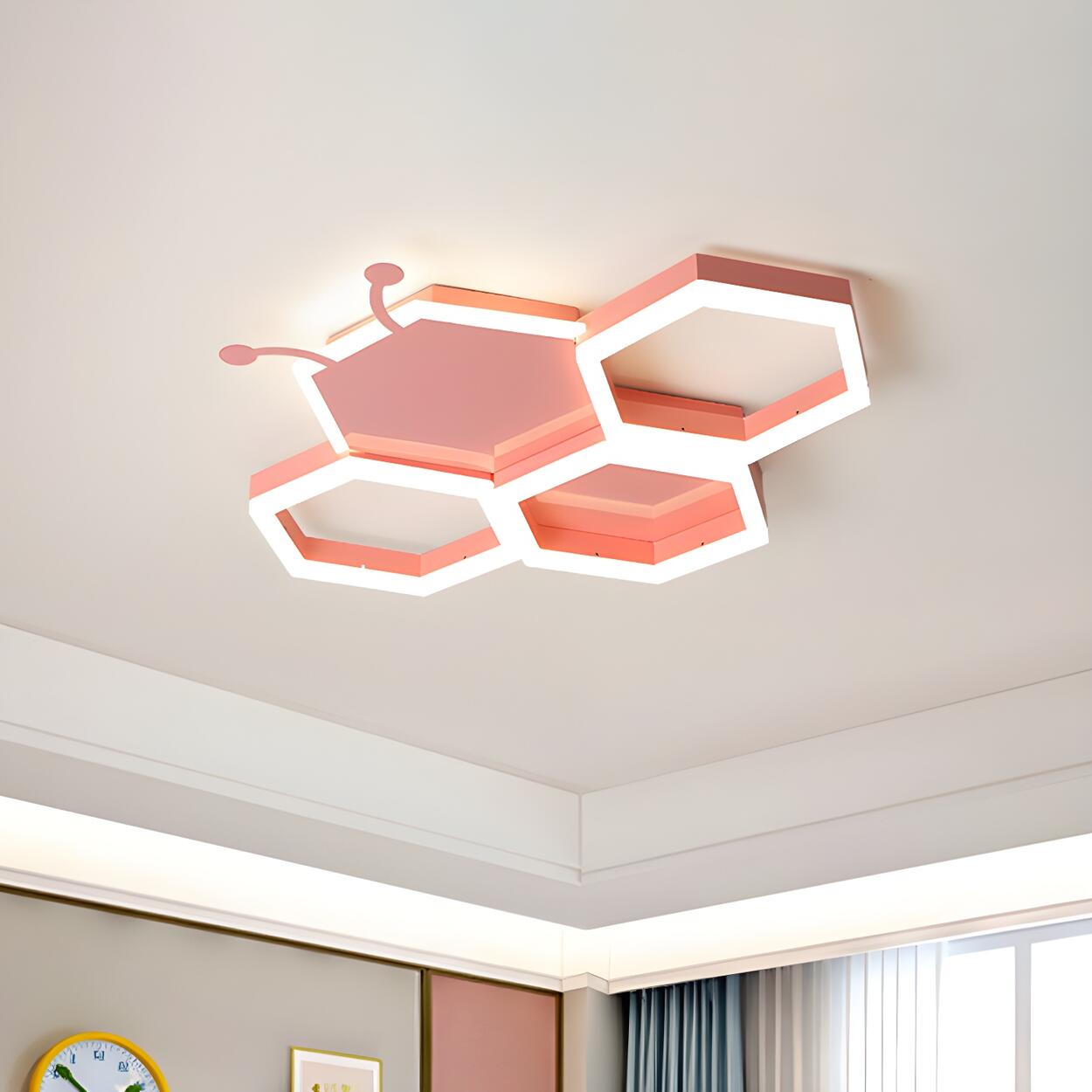 Kids Room Bee Honeycomb LED Large Flush Mount Light