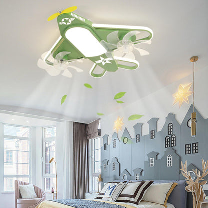 Kids Room Recessed Airplane Ceiling Fan with Light