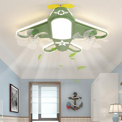 Kids Room Recessed Airplane Ceiling Fan with Light