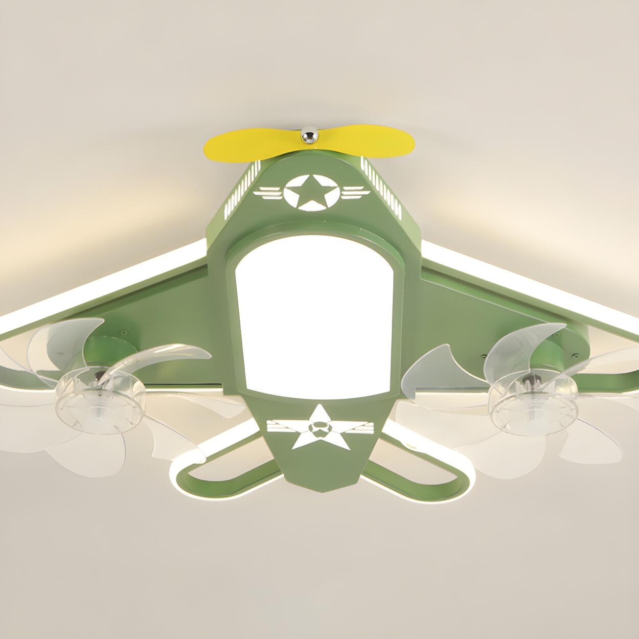 Kids Room Recessed Airplane Ceiling Fan with Light