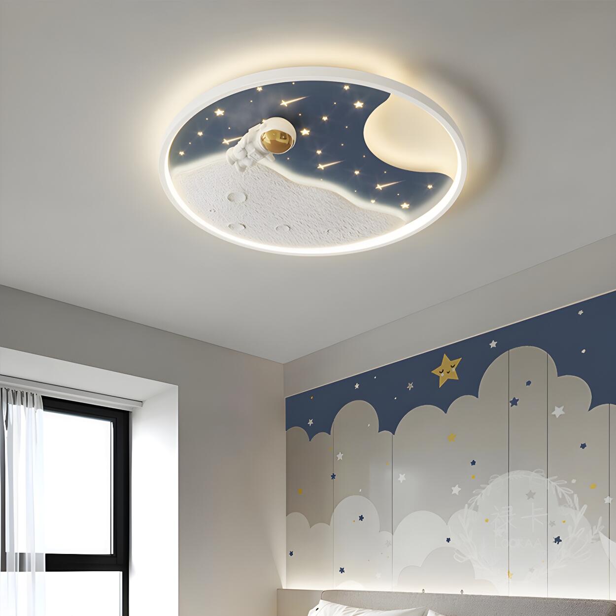 Kids Room Round Astronaut LED Flush Mount Ceiling Light