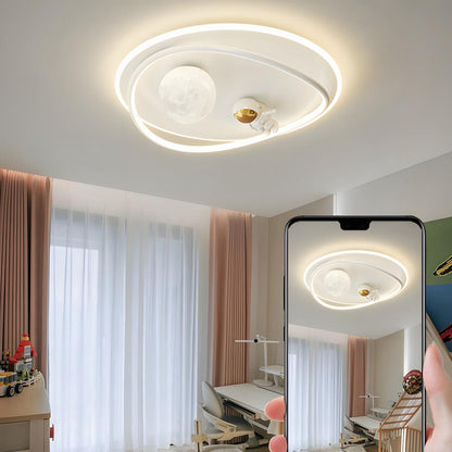 Kids Room Round Astronaut LED Flush Mount Ceiling Light