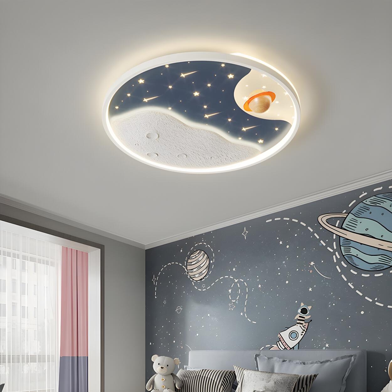 Kids Room Round Astronaut LED Flush Mount Ceiling Light