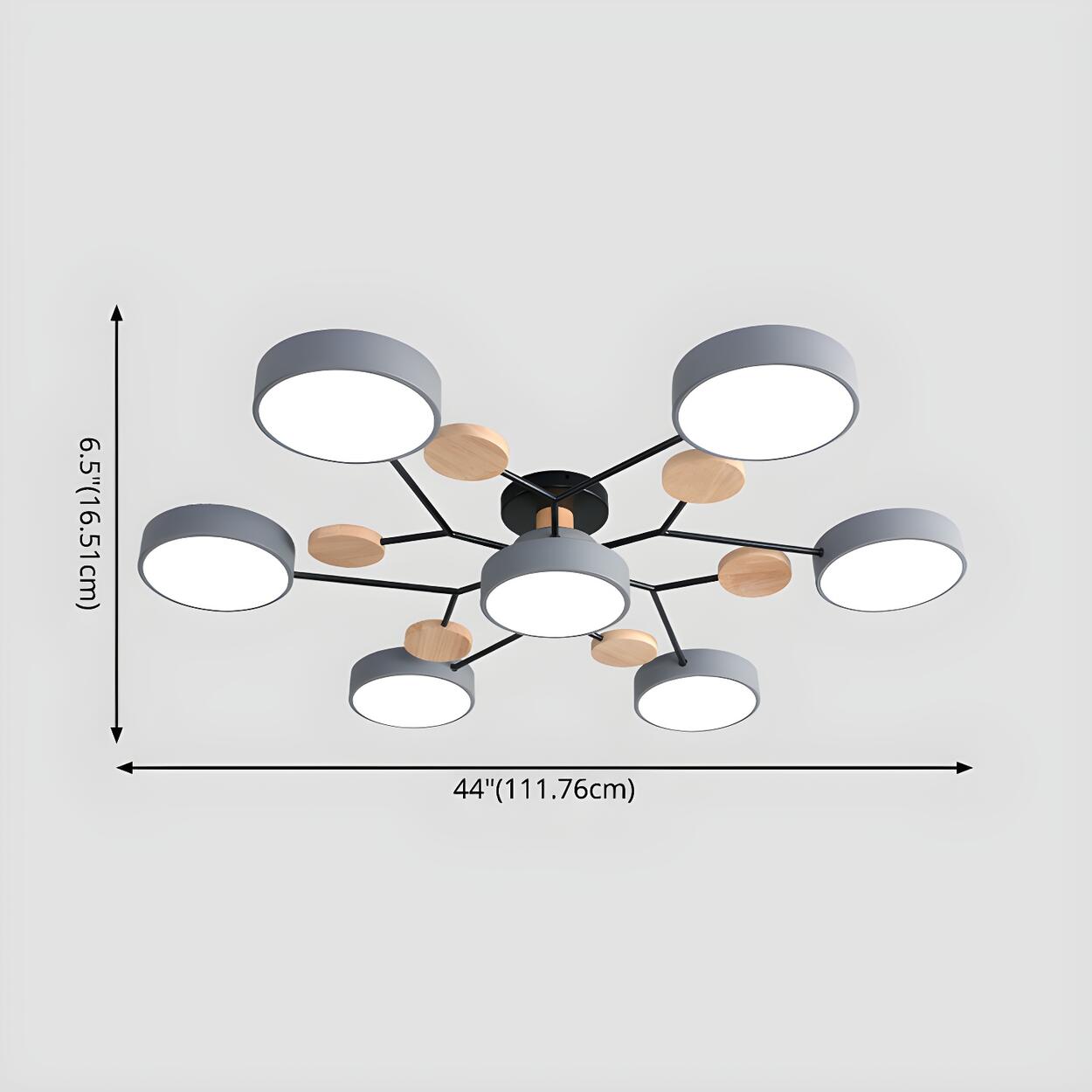 Large Multi-Head Round Semi-Flush Mount Light 7-Light