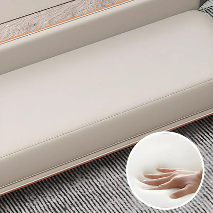 Light Gray Faux Leather Upholstered Bedroom Bench