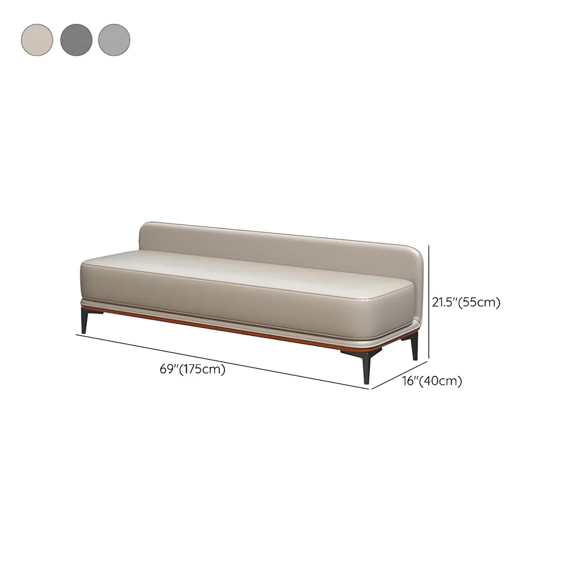 Light Gray Faux Leather Upholstered Bedroom Bench